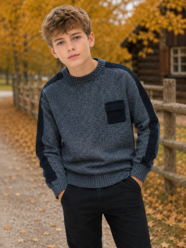 Sportking Textured Sweater with Contrast Pocket – Navy