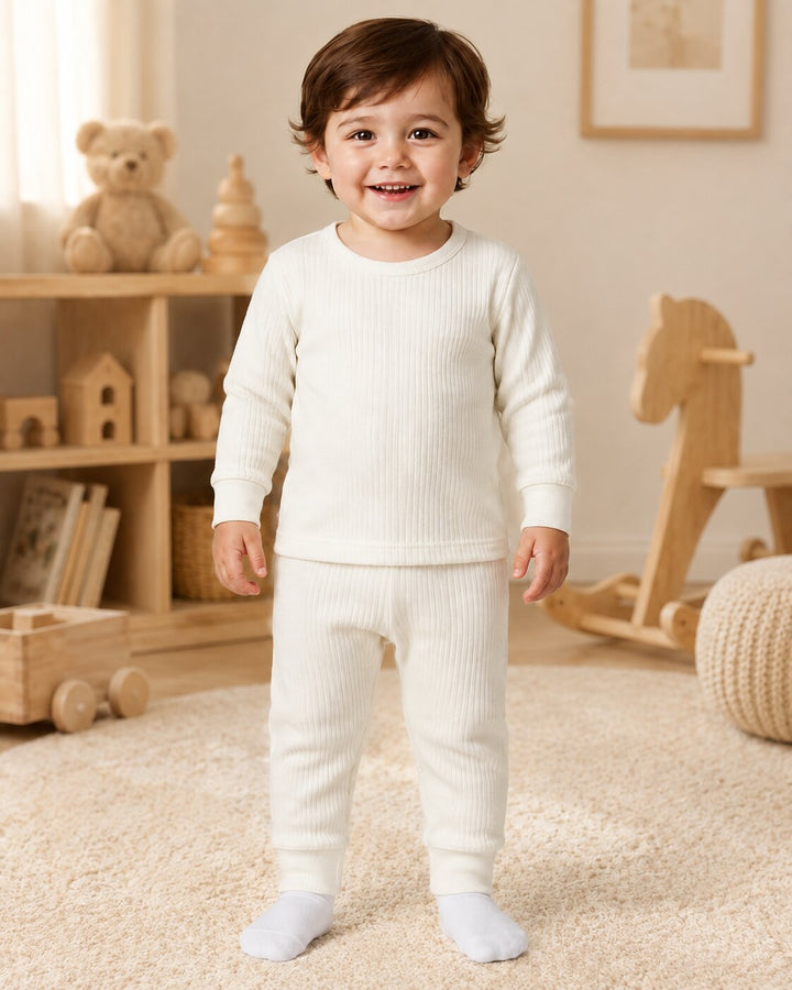 Sportking Kids Full Sleeve Thermal Suit – Off White
