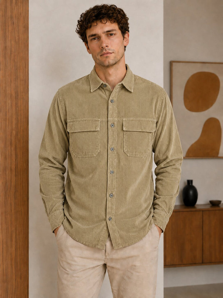 Mentor Men's Textured Casual Shirt – Khaki