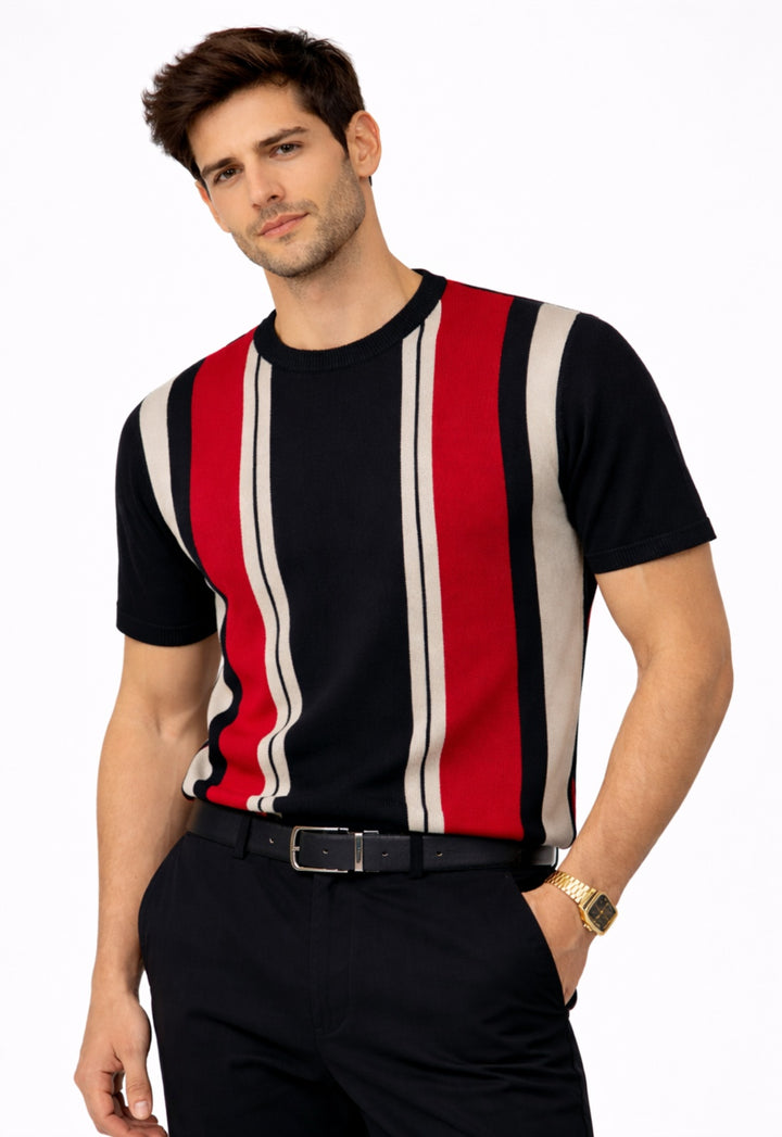 Colorblock Knitted T-shirt - Black