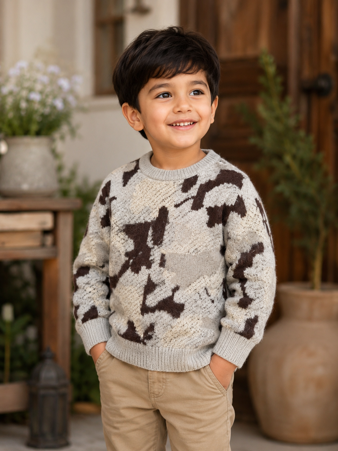 Sportking Abstract Jacquard Sweater – Cream