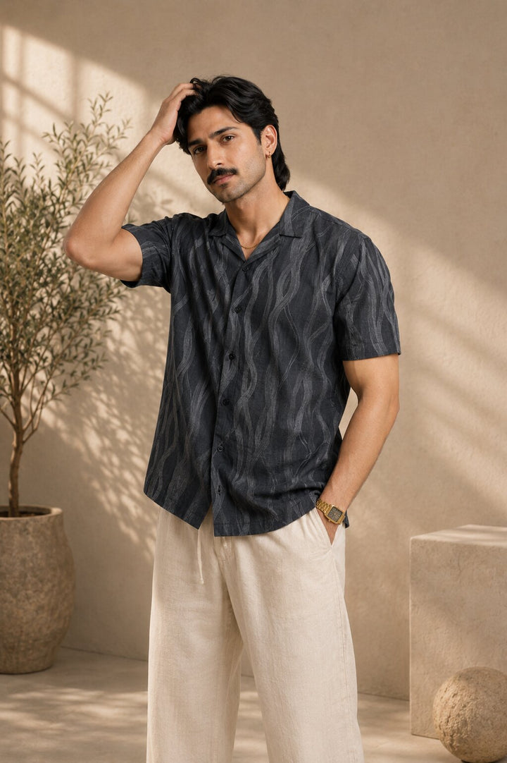 Textured Shirt for Men - Anthra