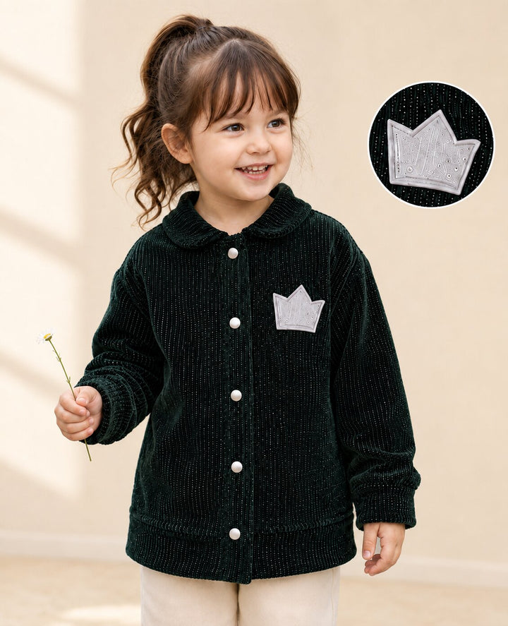 Sportking Girls Crown Patch Winter Top – Green