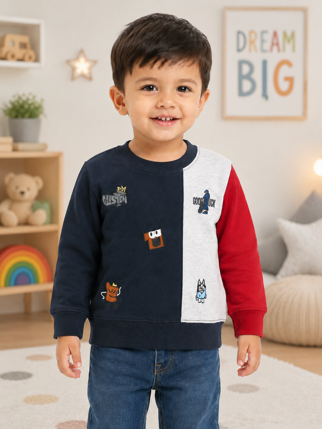 Sportking Color Block Graphic Sweatshirt – Navy