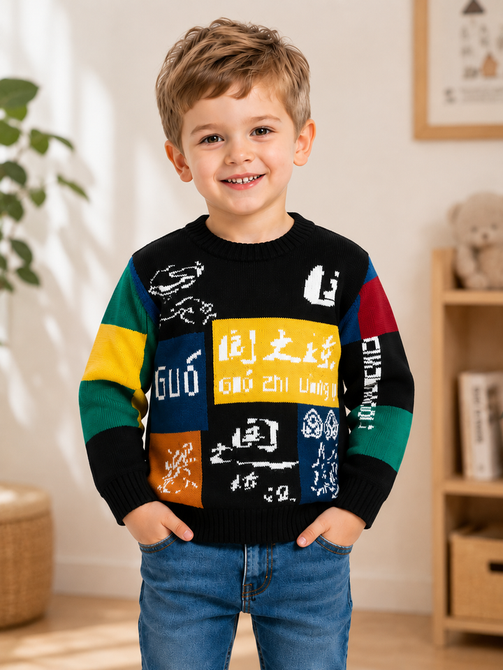 Sportking Multicolor Jacquard Sweater – Black