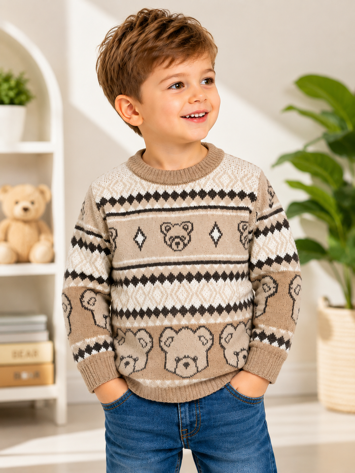 Sportking Teddy Bear Jacquard Sweater – Brown