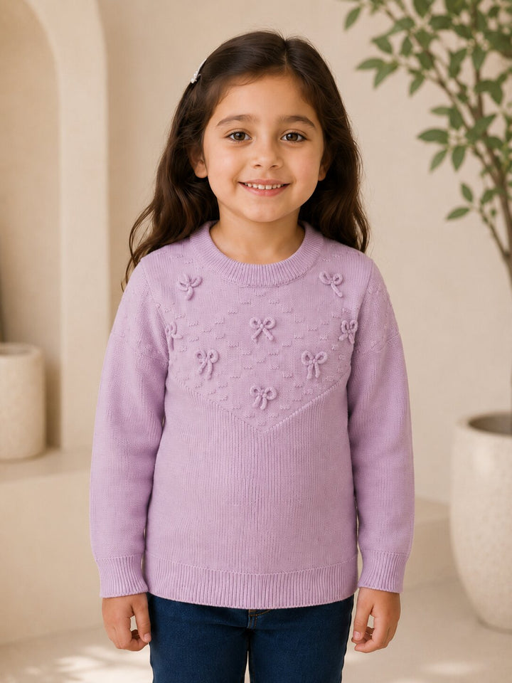 Sportking Girls Bow Applique Winter Top – Lavender