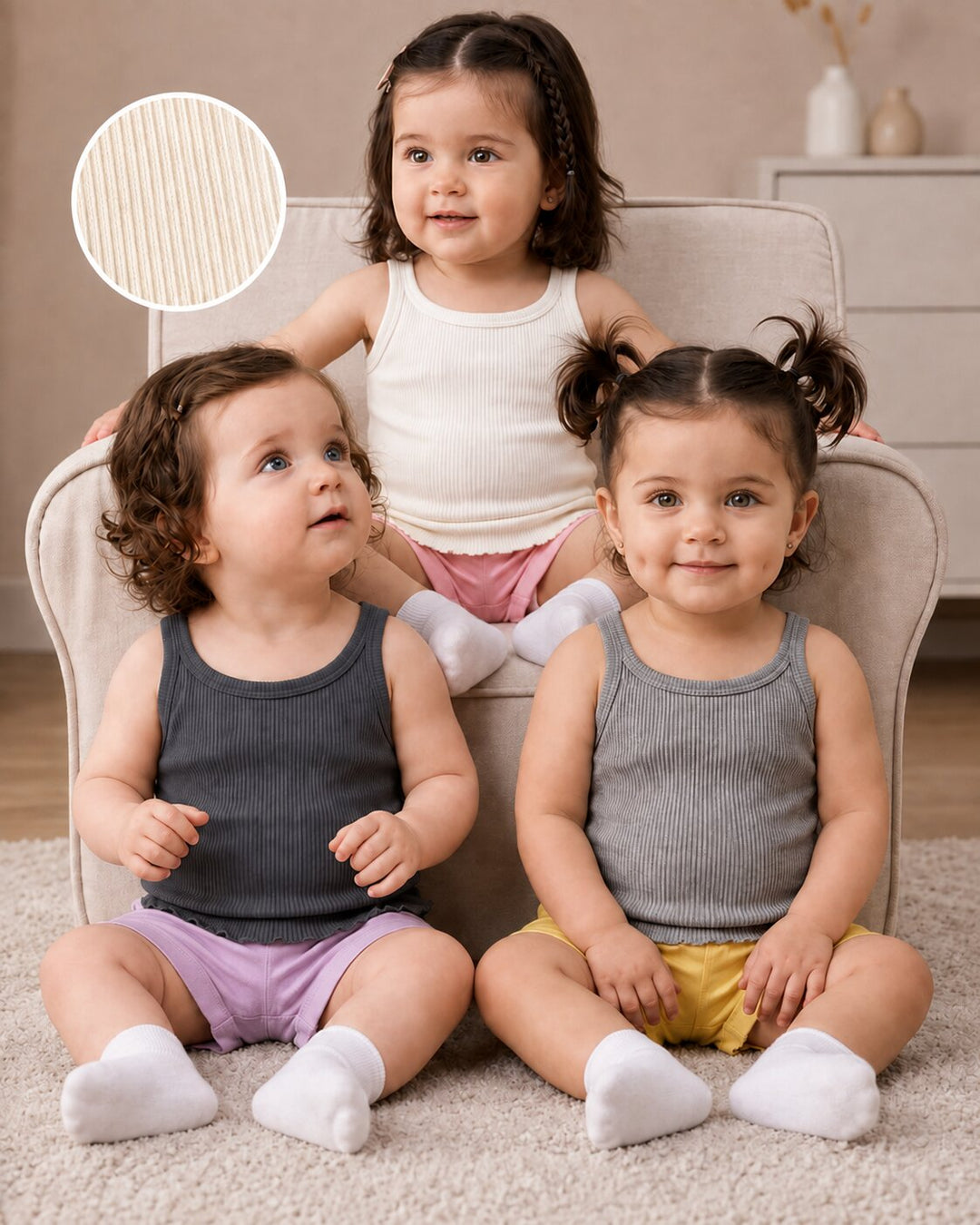Sportking Kids Sleeveless Thermal Top Pack of 3 – Off White/Grey/D.Grey