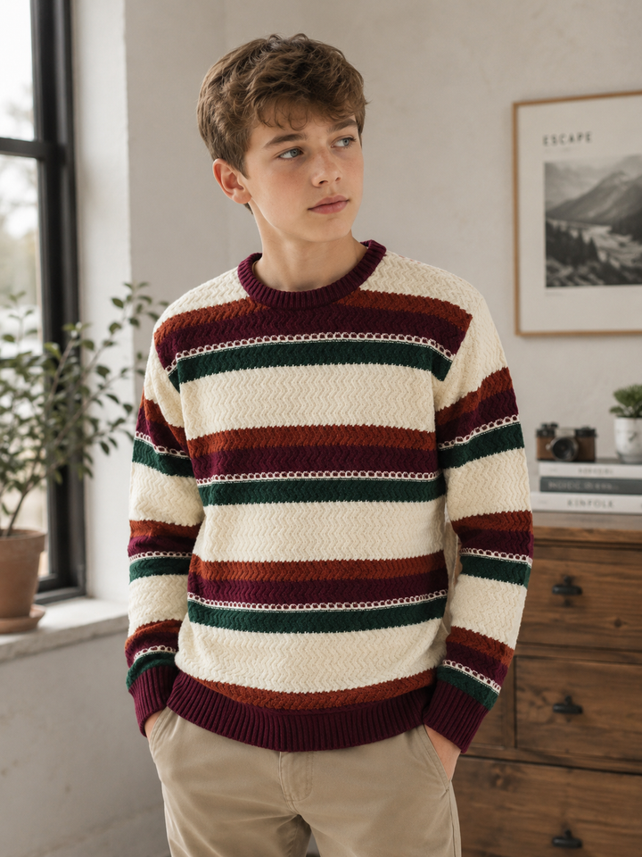 Sportking Multicolor Striped Sweater – White