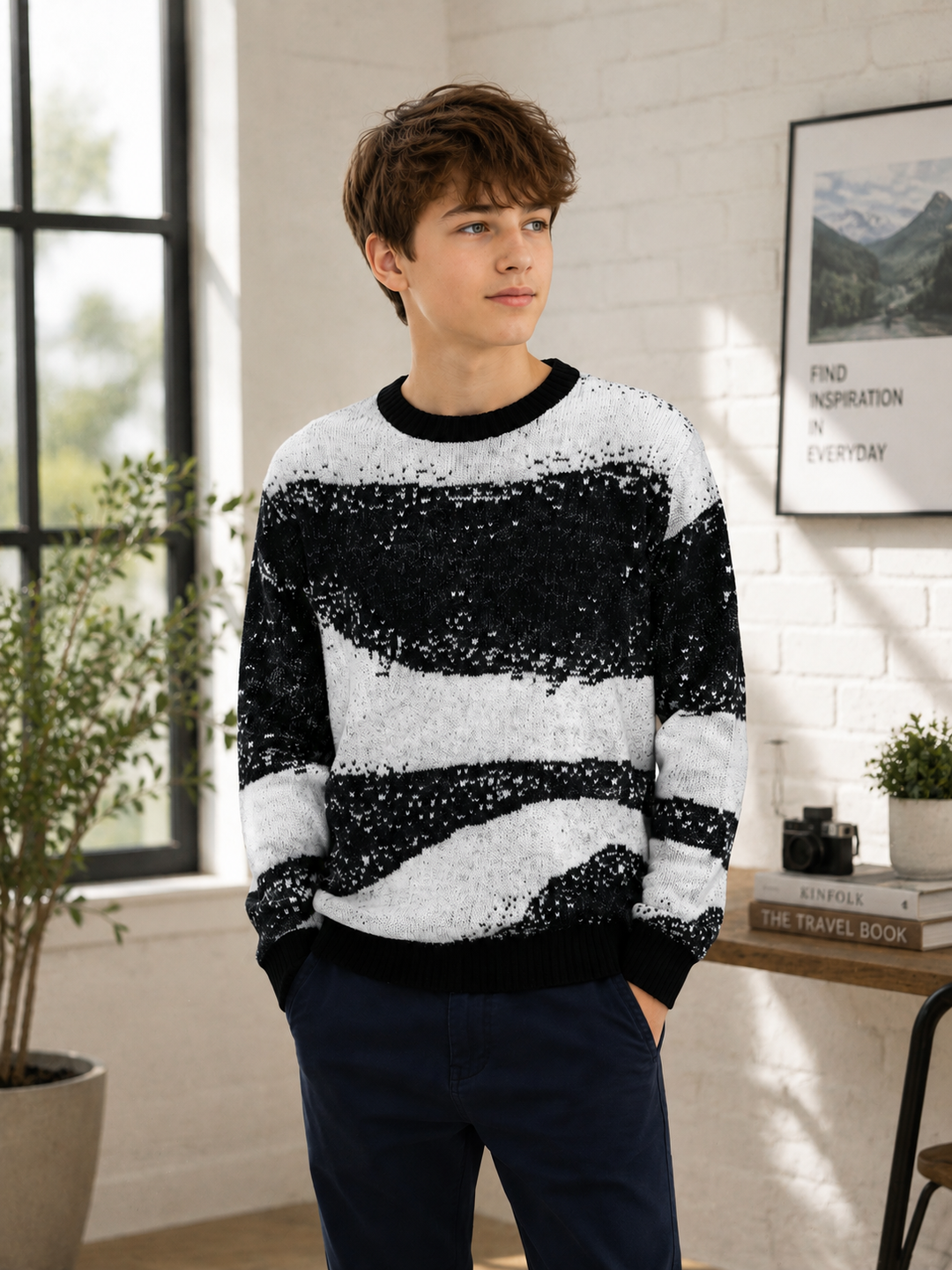 Sportking Abstract Jacquard Sweater – Black