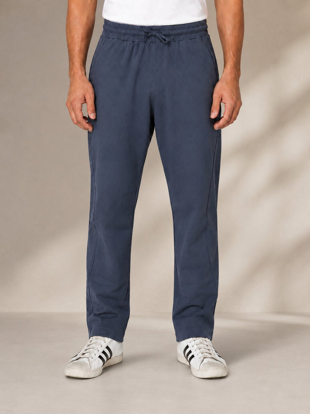 Regular Fit Solid Track Pant – Denim Blue