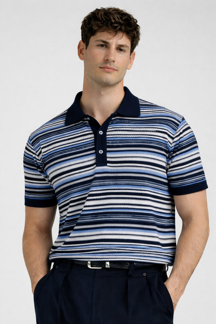 Classic Navy Knitted Polo T-Shirt
