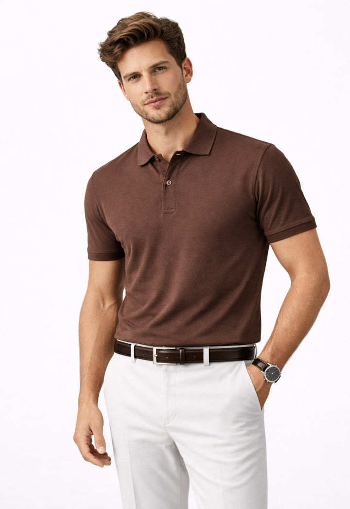 Basic Polo T-Shirt – Coffee