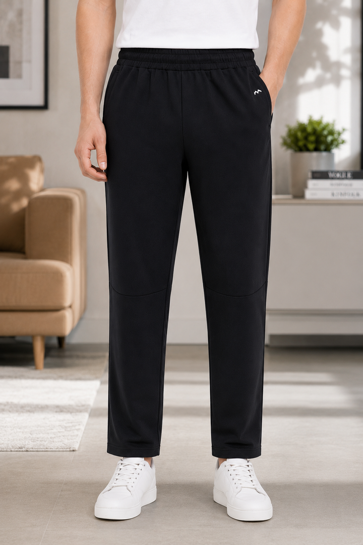 Regular Fit Solid Track Pant – Black