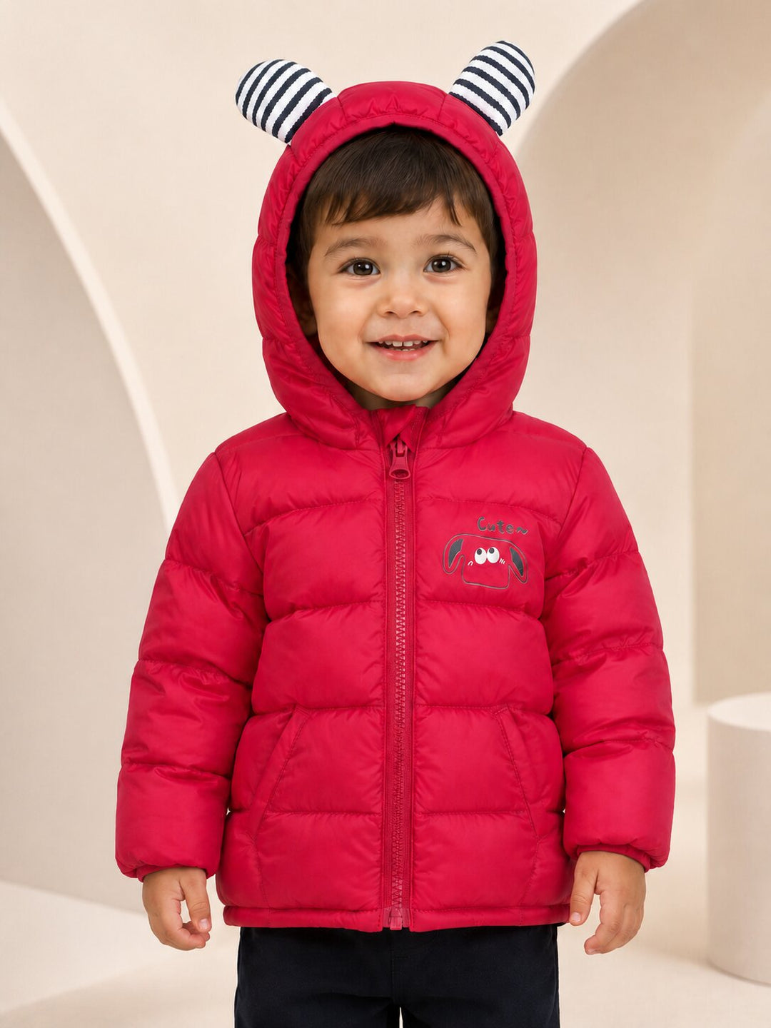 Sportking Boys Puppy Patch Winter Jacket – Red
