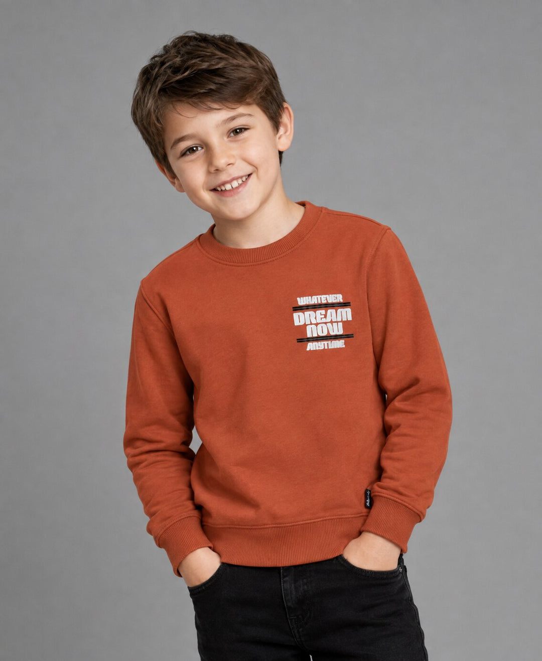 Sportking Boys Typography Graphic Sweatshirt – Rust