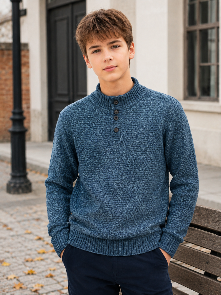 Sportking Mock Neck Button Sweater – Navy