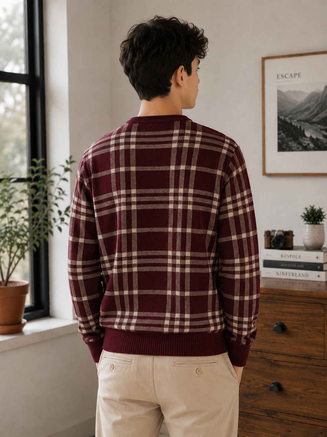 Sportking Check Jacquard Sweater – Maroon