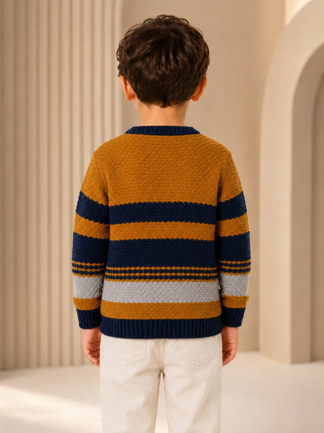 Sportking Striped Textured Sweater – Mustard