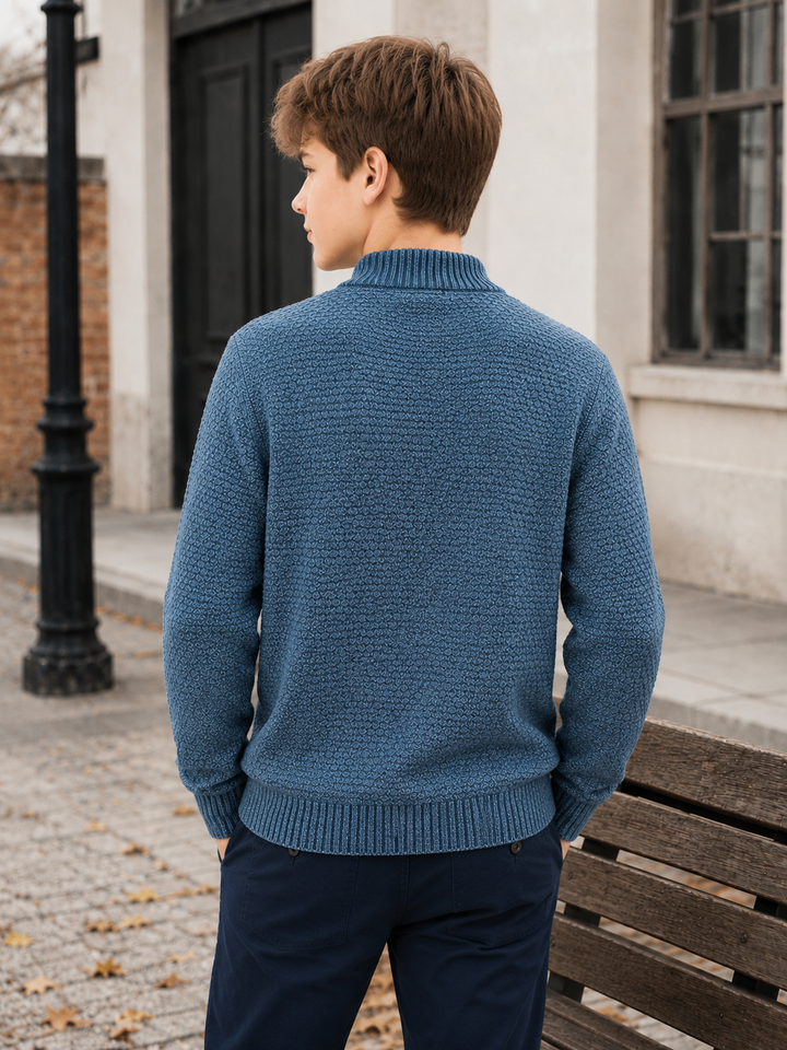 Sportking Mock Neck Button Sweater – Navy