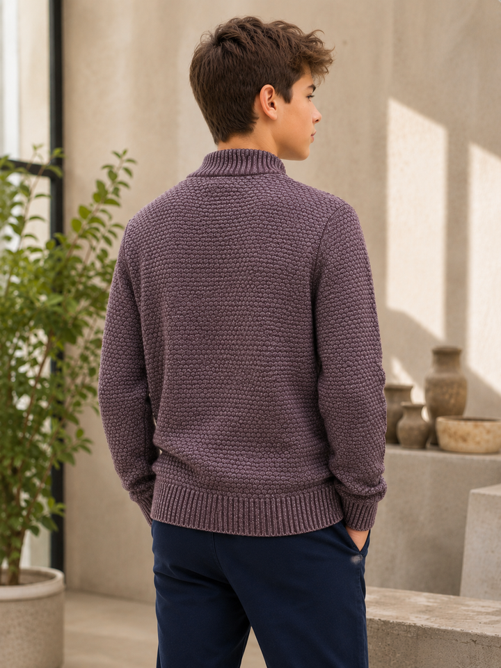 Sportking Mock Neck Button Sweater – Wine