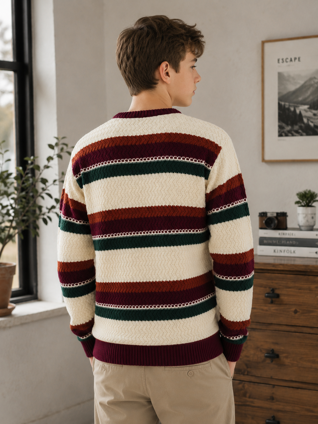Sportking Multicolor Striped Sweater – White