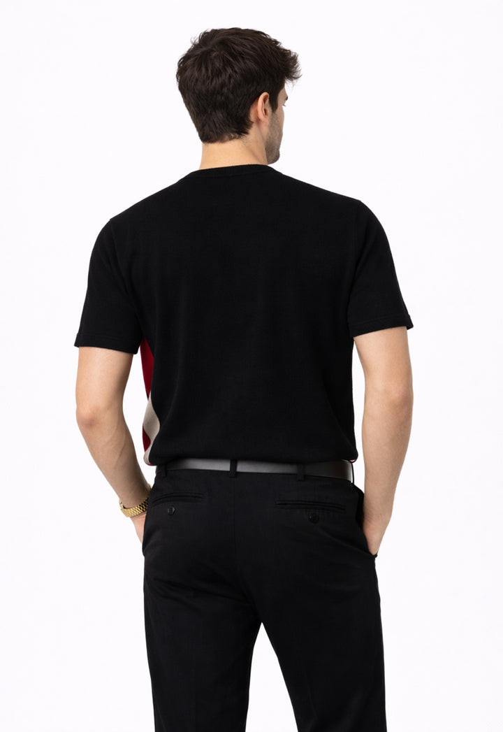 Colorblock Knitted T-shirt - Black
