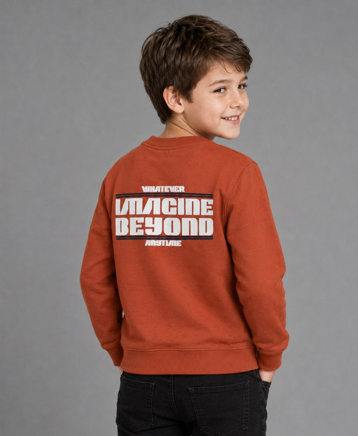 Sportking Boys Typography Graphic Sweatshirt – Rust