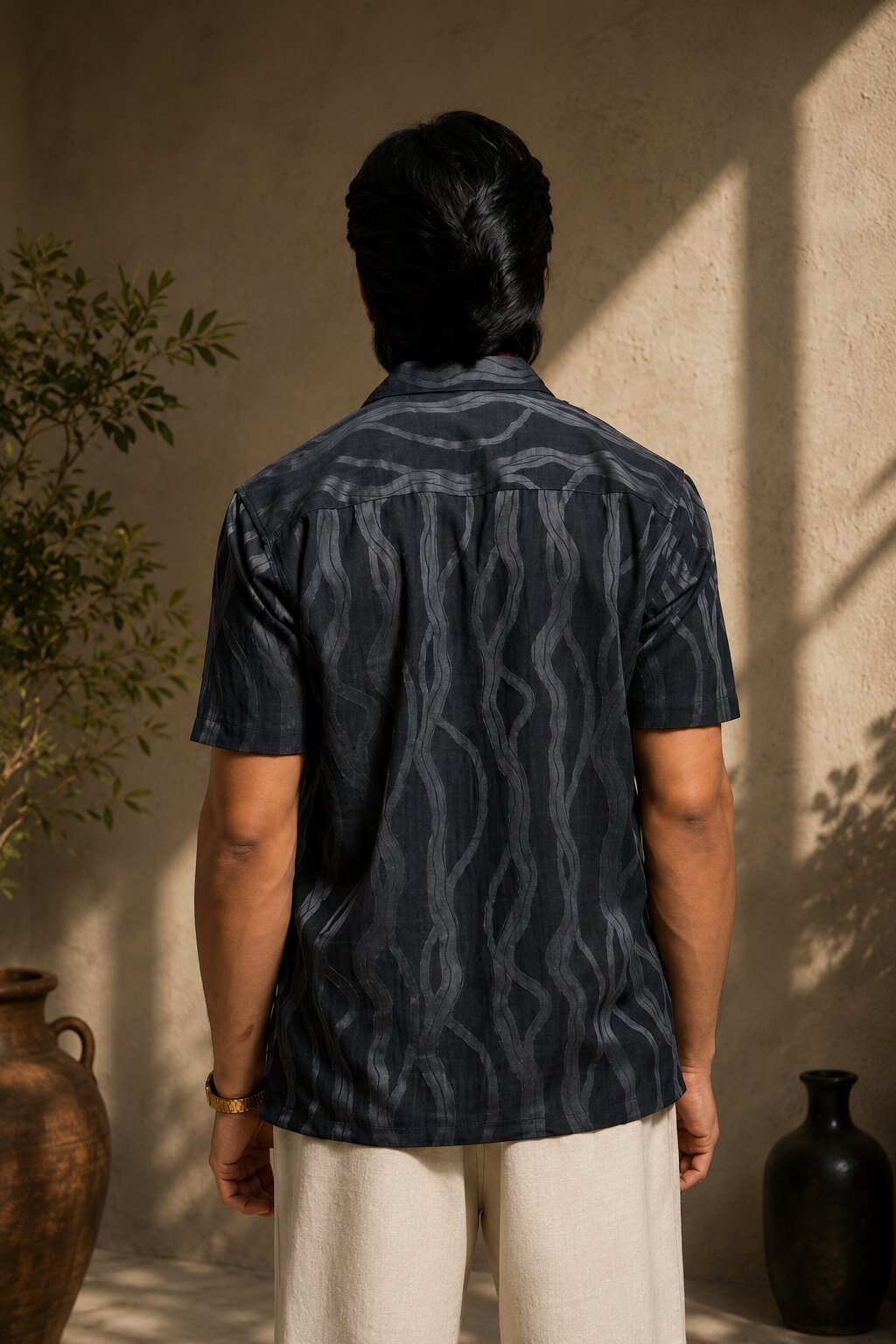 Textured Shirt for Men - Anthra