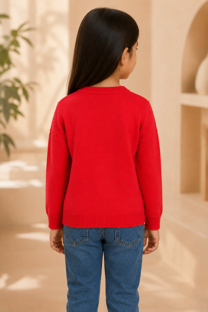 Sportking Girls Bow Applique Winter Top – Red