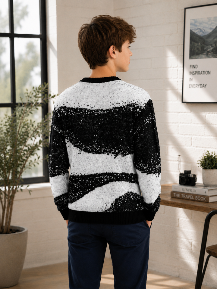 Sportking Abstract Jacquard Sweater – Black