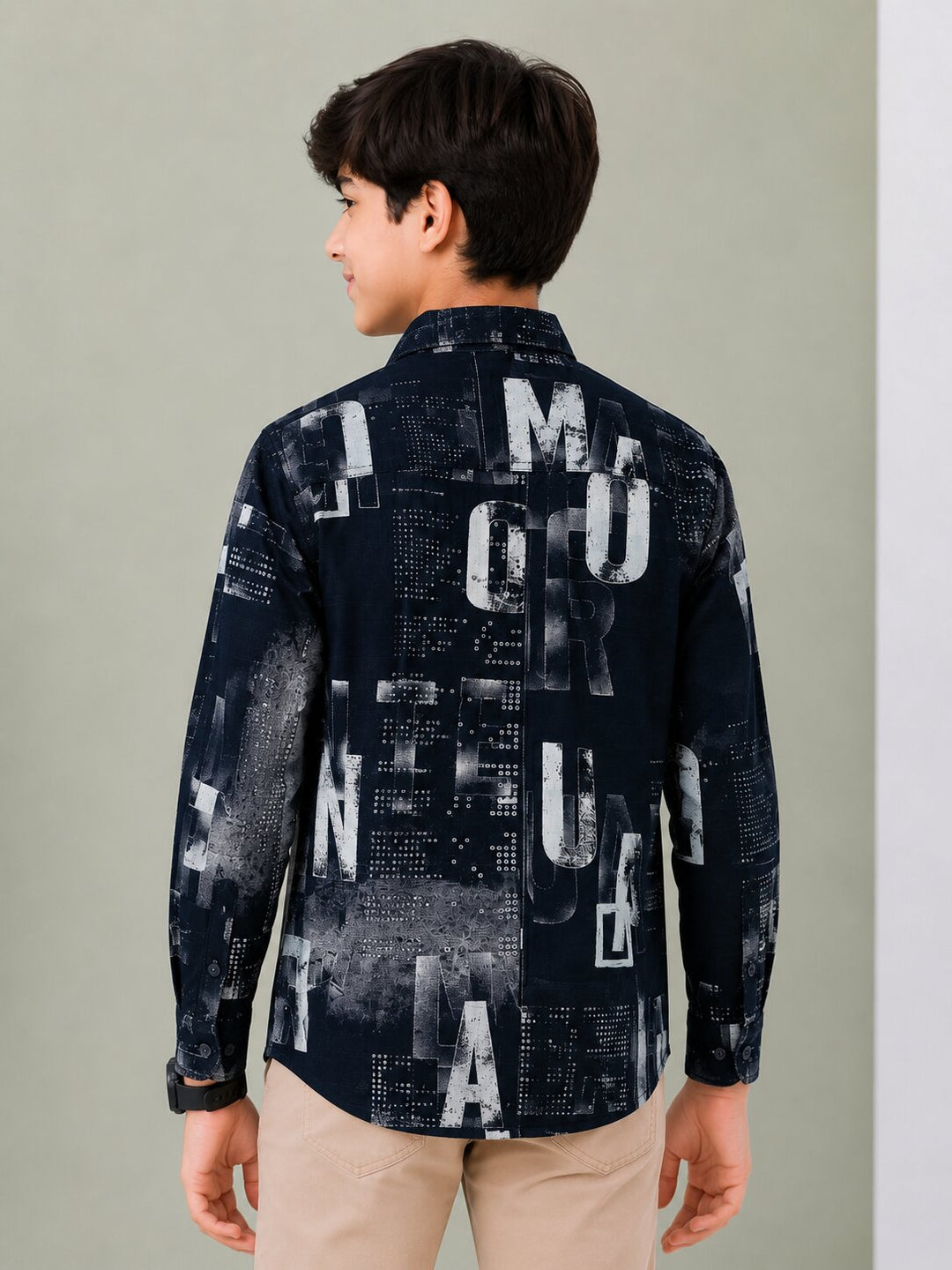 Sportking Boys Typography Print Casual Shirt – Navy