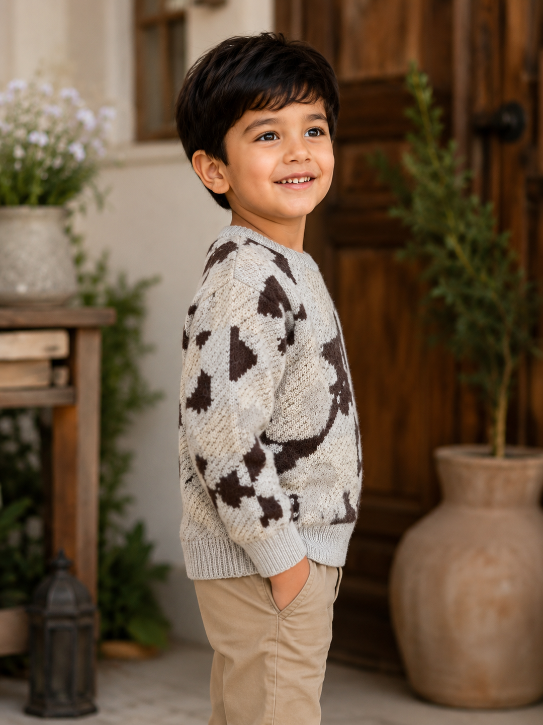 Sportking Abstract Jacquard Sweater – Cream