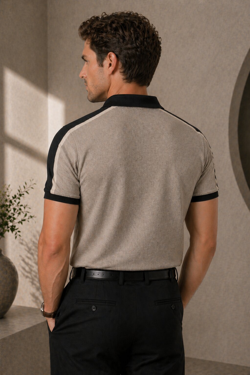 Contrast Cotton Polo Shirt – Black