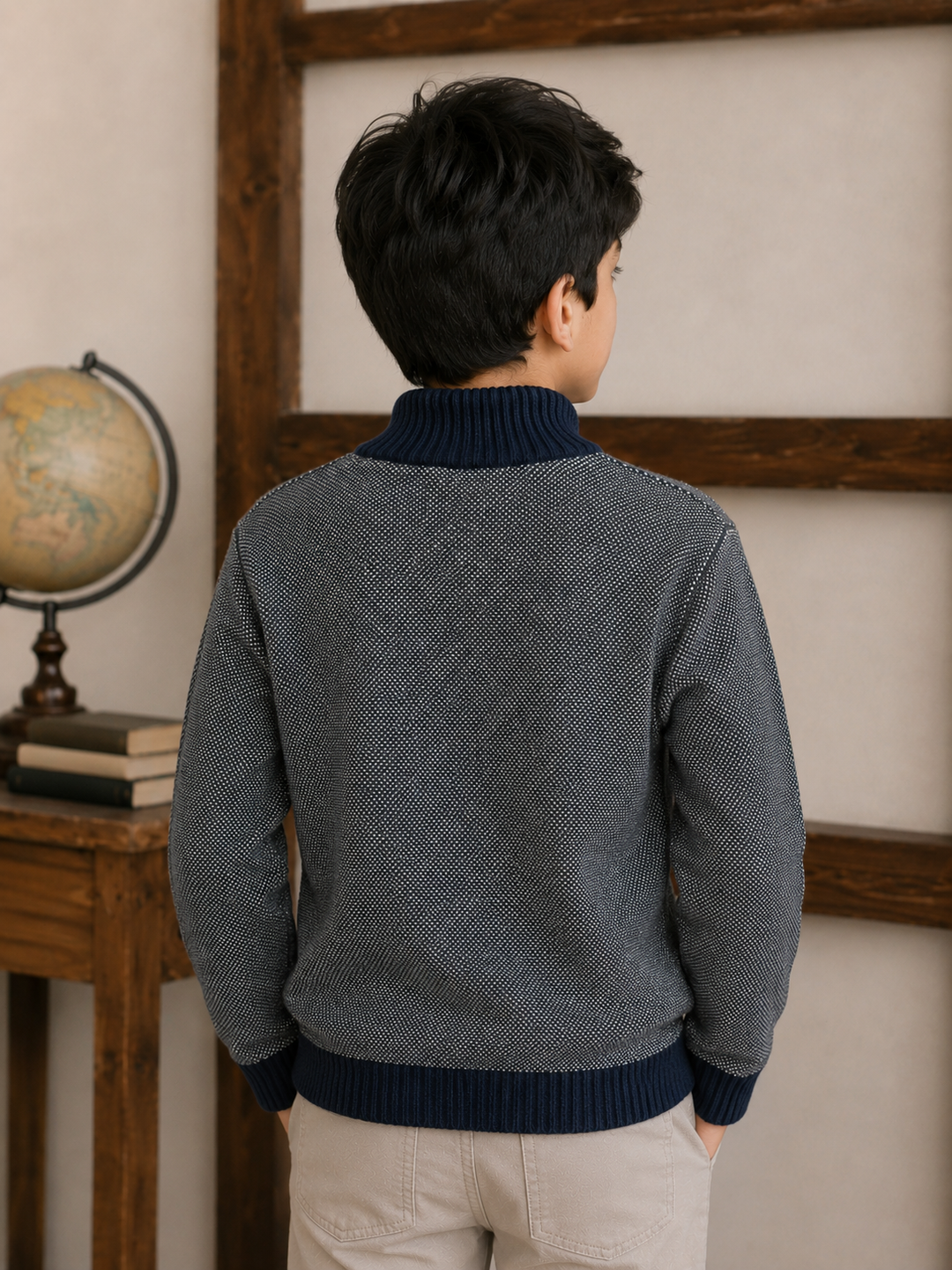 Sportking Half Zip Textured Sweater – Navy