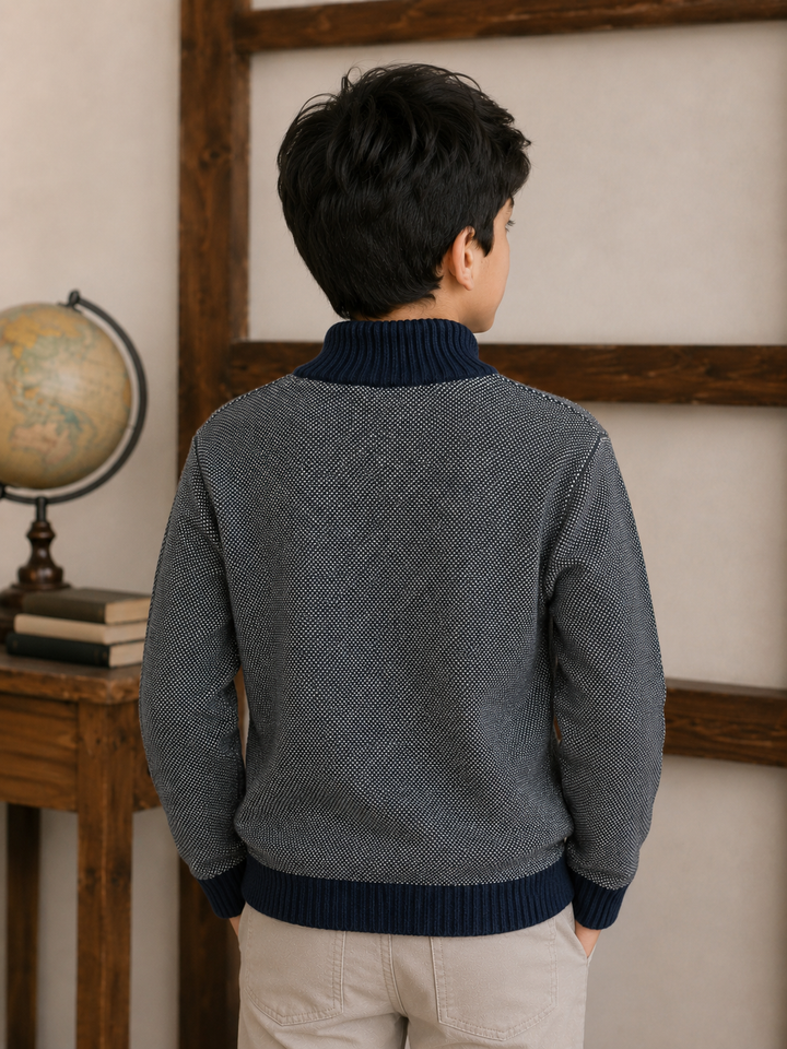 Sportking Half Zip Textured Sweater – Navy