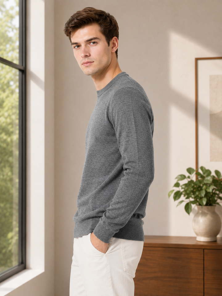 Solid Crew Neck Sweatshirt – Grey