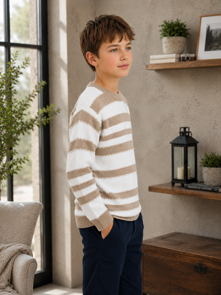 Sportking Regular Fit Striped Sweater – Beige