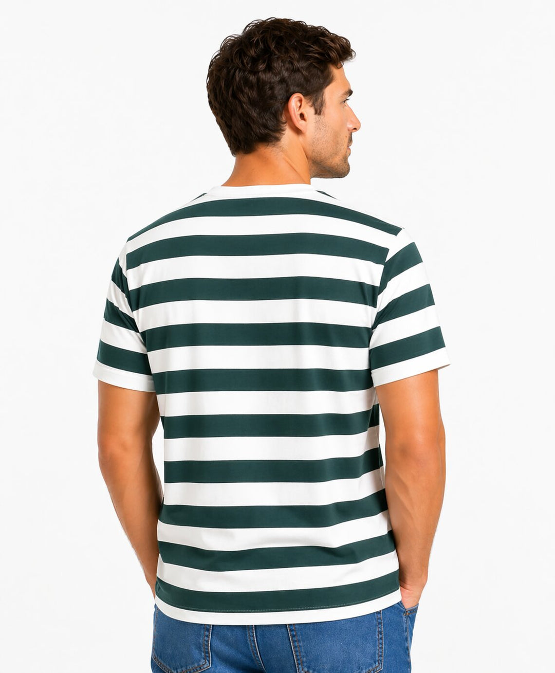 Striped Round Neck T-Shirt - Green