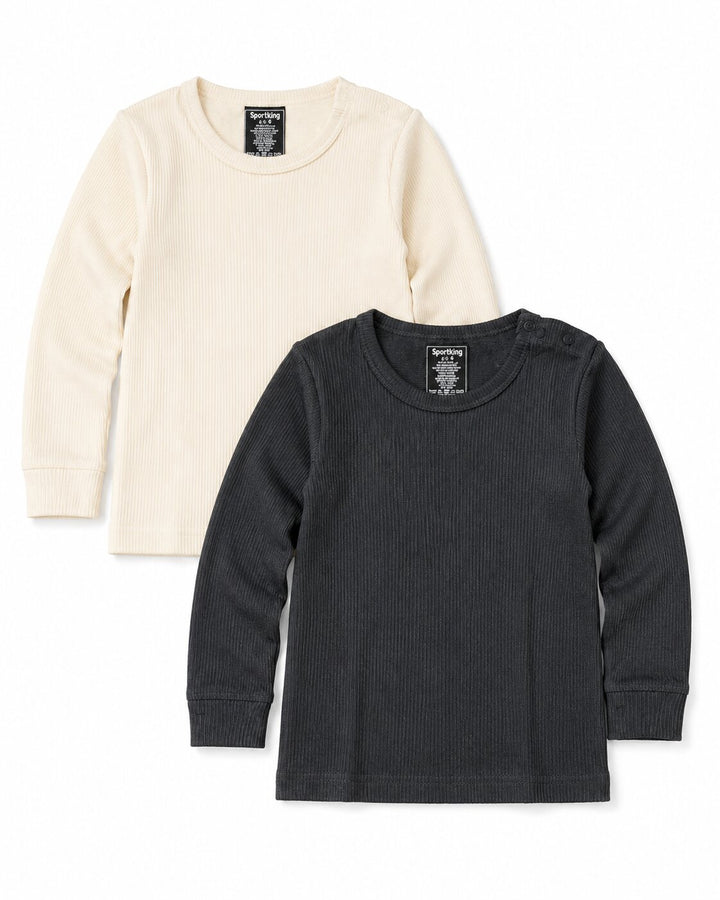 Sportking Kids Thermal Top Pack of 2 – Off White/D.Grey