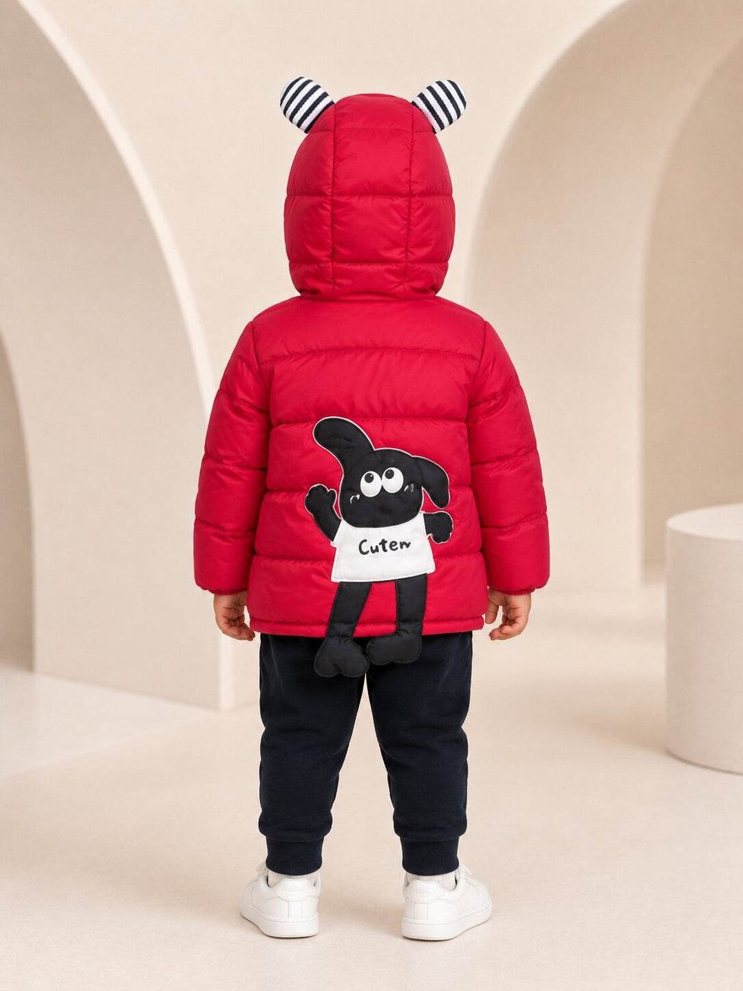 Sportking Boys Puppy Patch Winter Jacket – Red