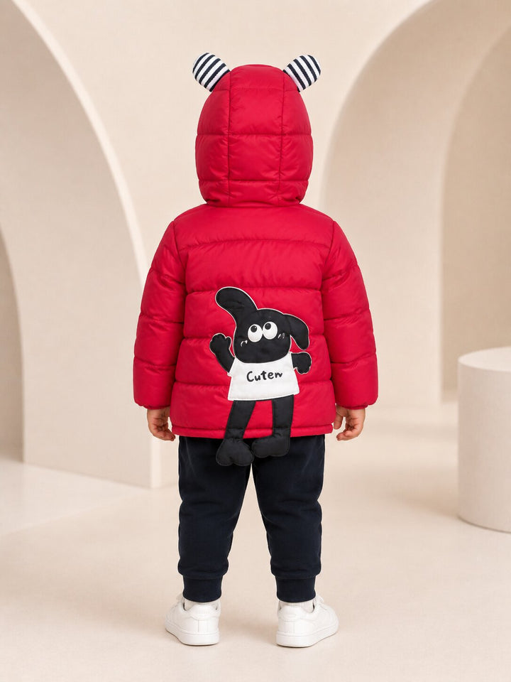 Sportking Boys Puppy Patch Winter Jacket – Red