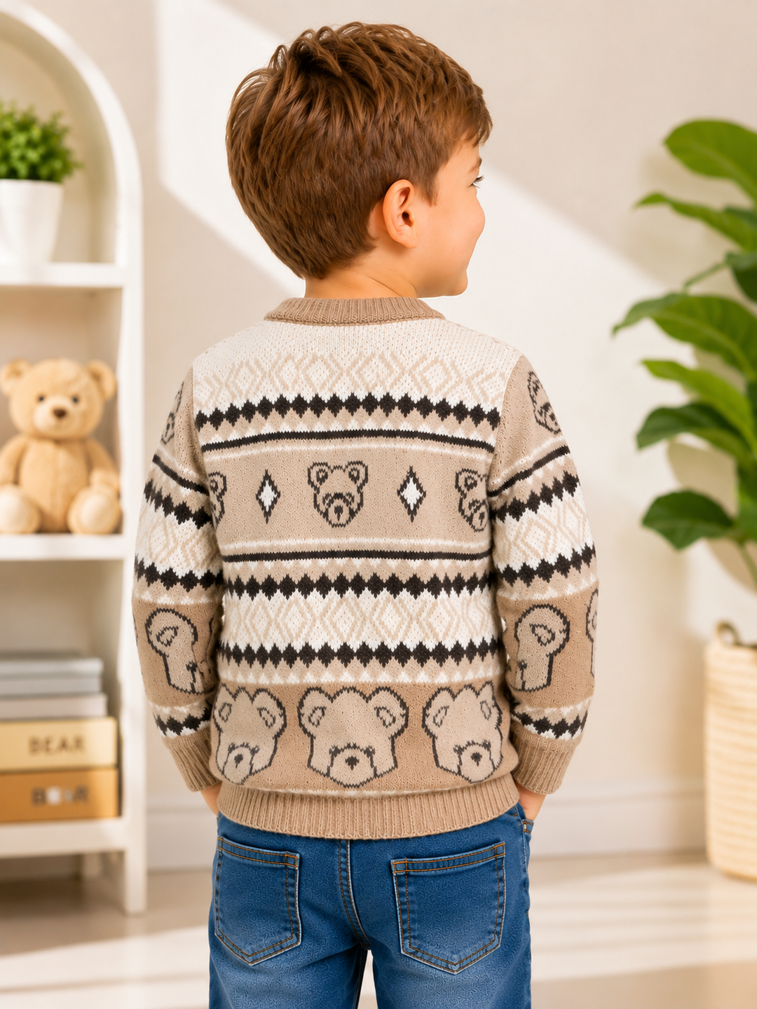 Sportking Teddy Bear Jacquard Sweater – Brown