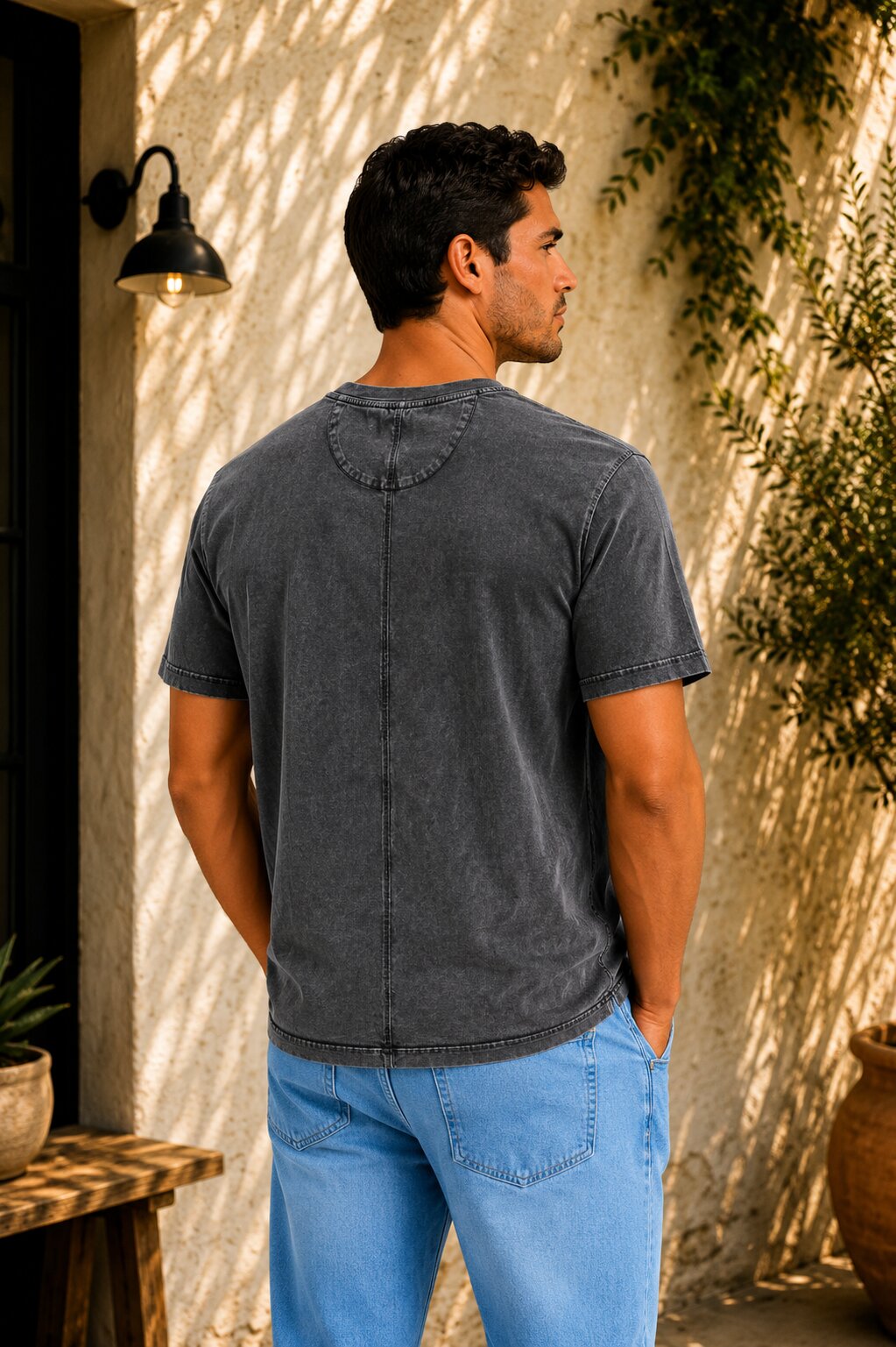 Washed Drop Shoulder Oversized T-Shirt - Grey