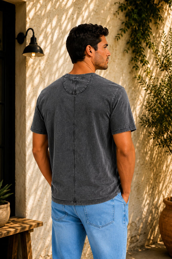 Washed Drop Shoulder Oversized T-Shirt - Grey