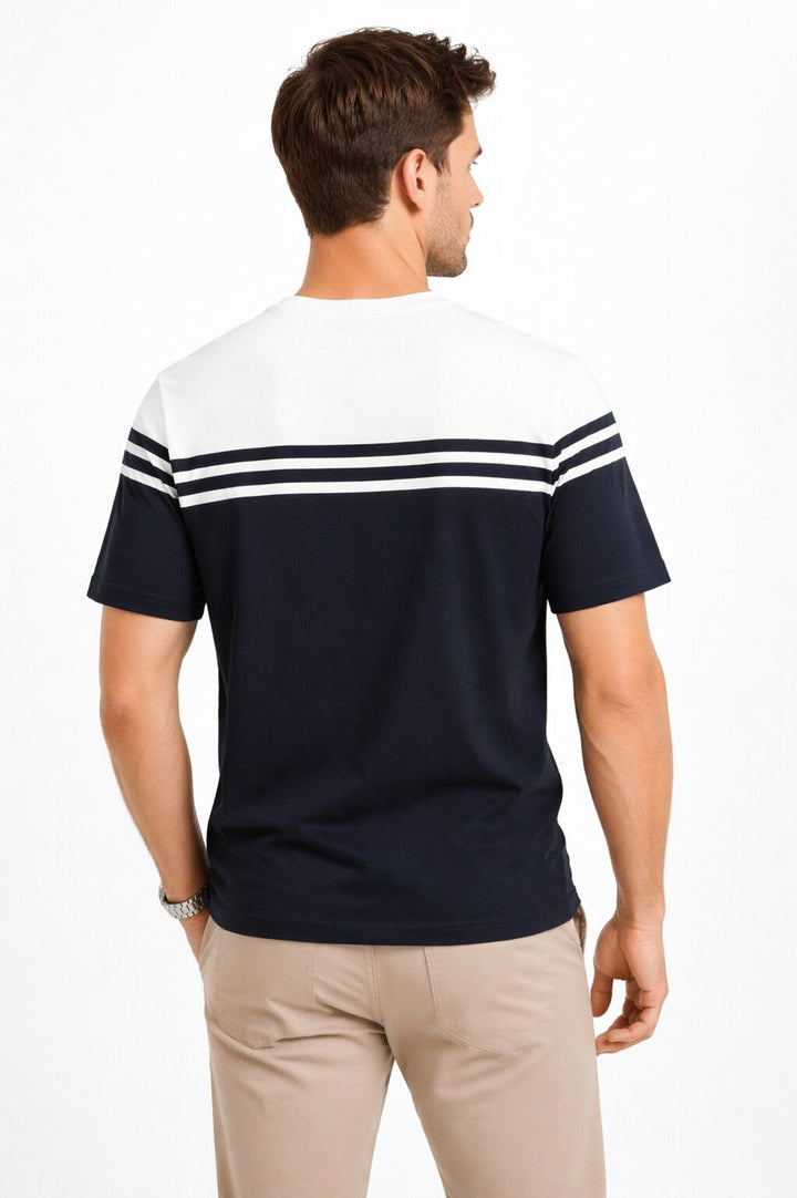 Colorblock Knitted T-shirt - Navy