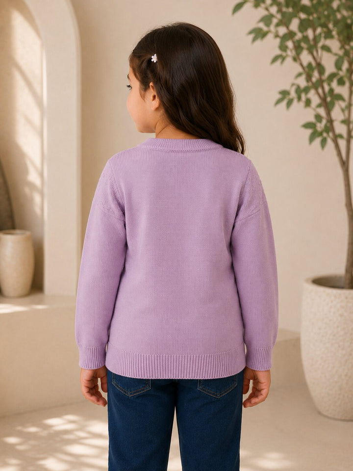 Sportking Girls Bow Applique Winter Top – Lavender