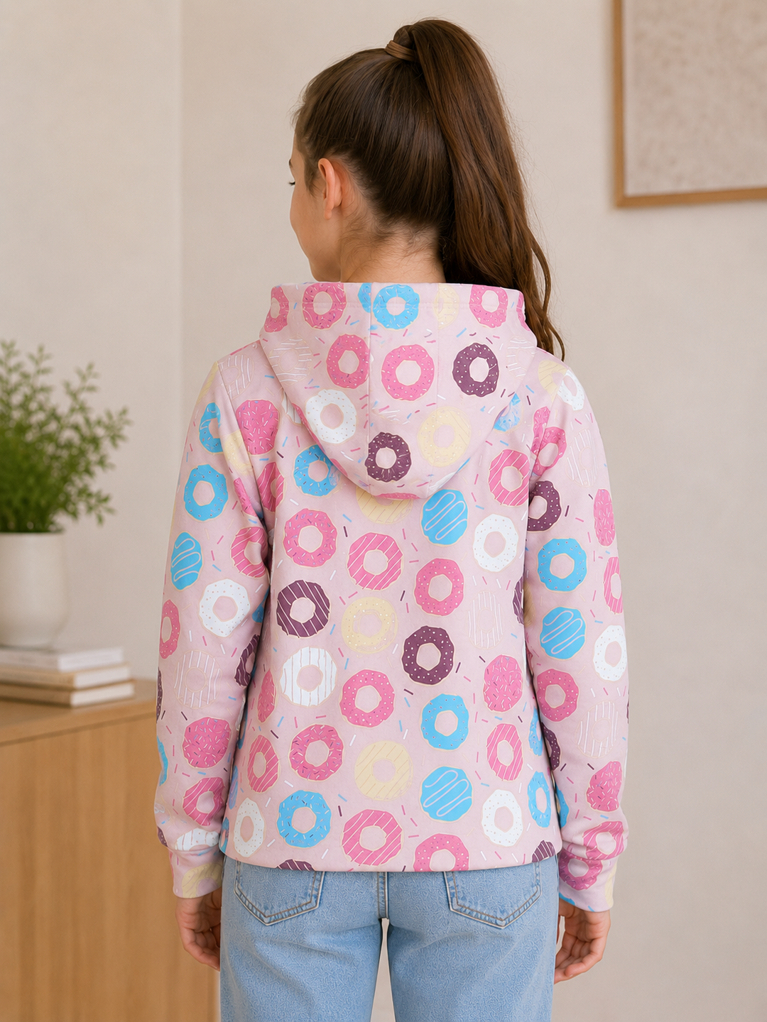 Sportking Girls Donut Print Hoodie – Peach