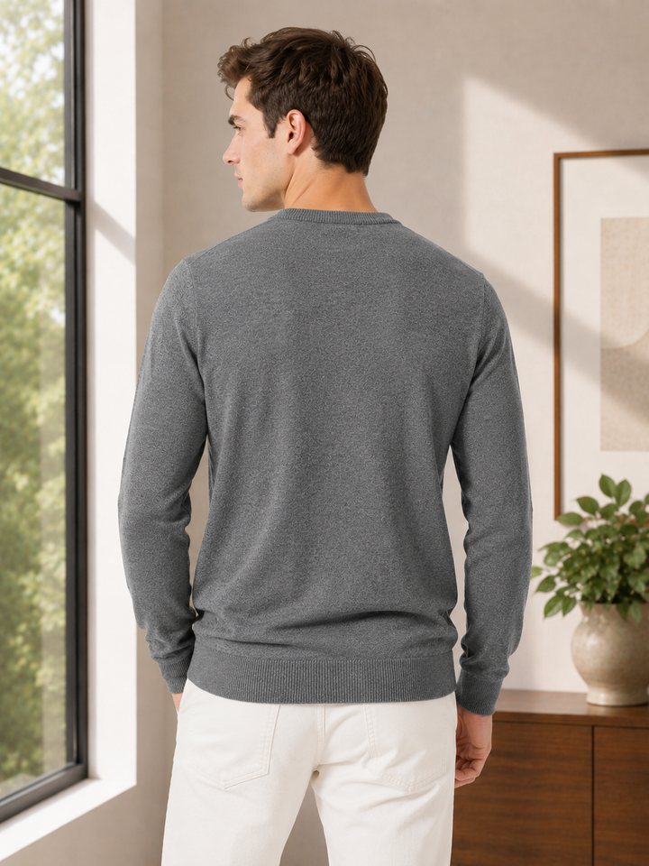 Solid Crew Neck Sweatshirt – Grey