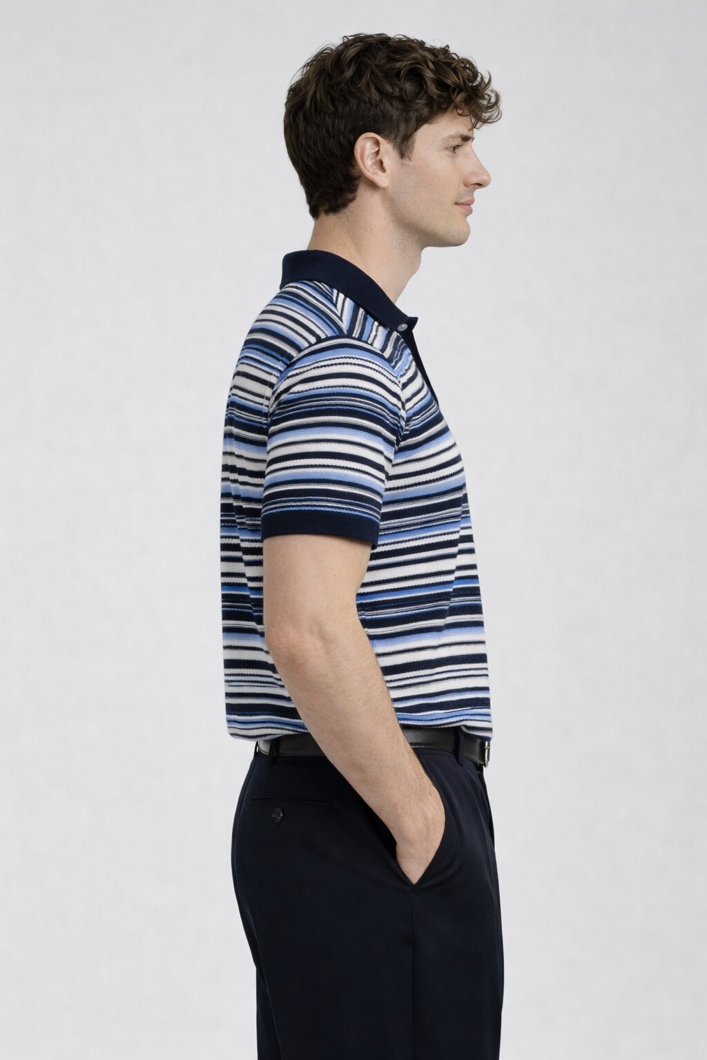 Classic Navy Knitted Polo T-Shirt